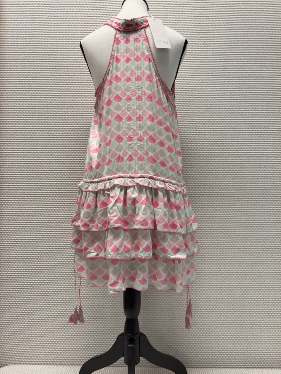 Stylianos Short Tiered Mini Dress - Aqua Sea Shells