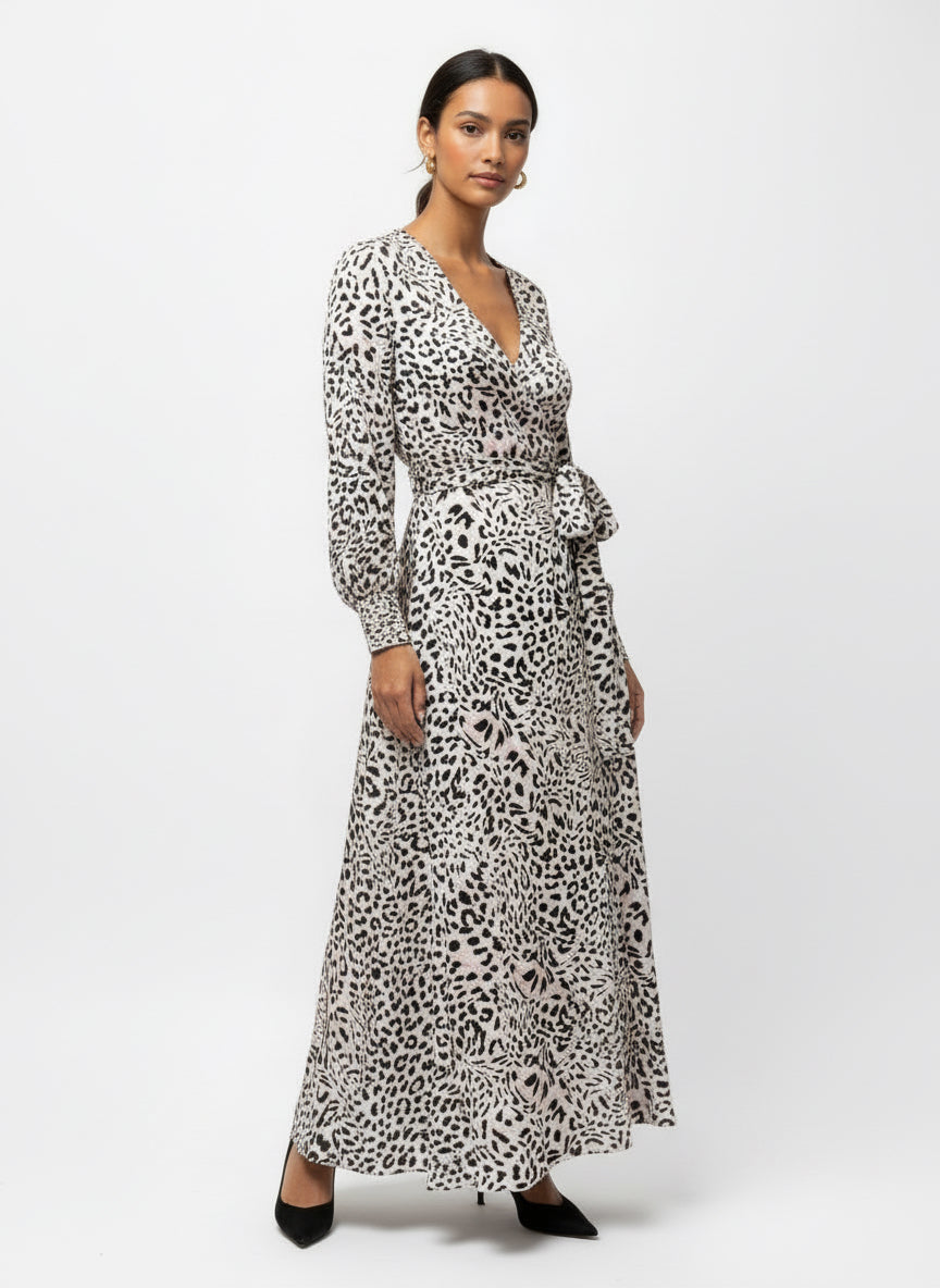 Aurora Wrap Dress - Wild Animal Print Size Medium