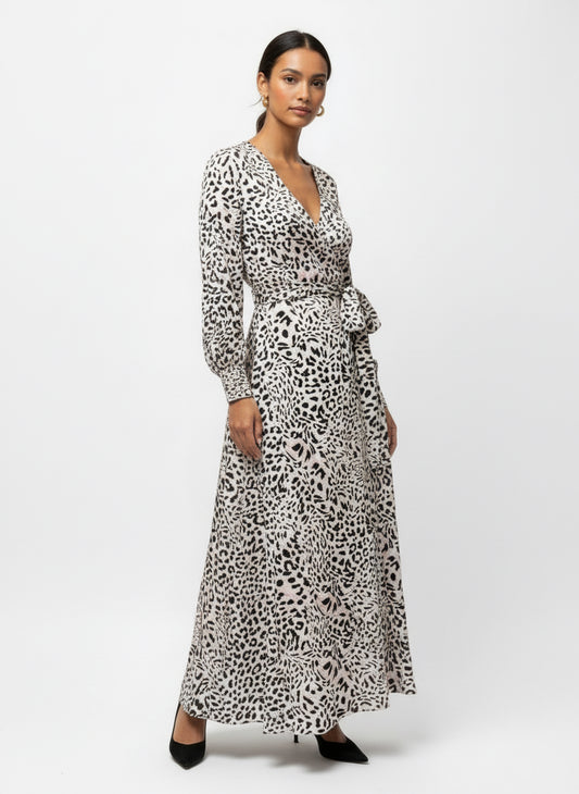 Aurora Wrap Dress - Wild Animal Print Size Medium