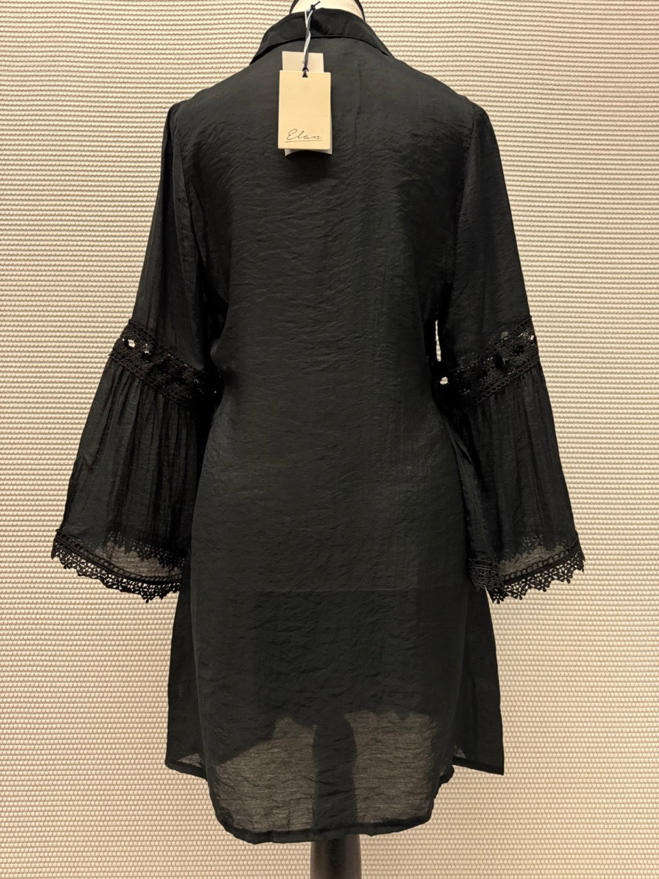 Elan “Black Lace-Trim Button Front Tunic Cover-Up” —New with Tags. Resort retail $88.
