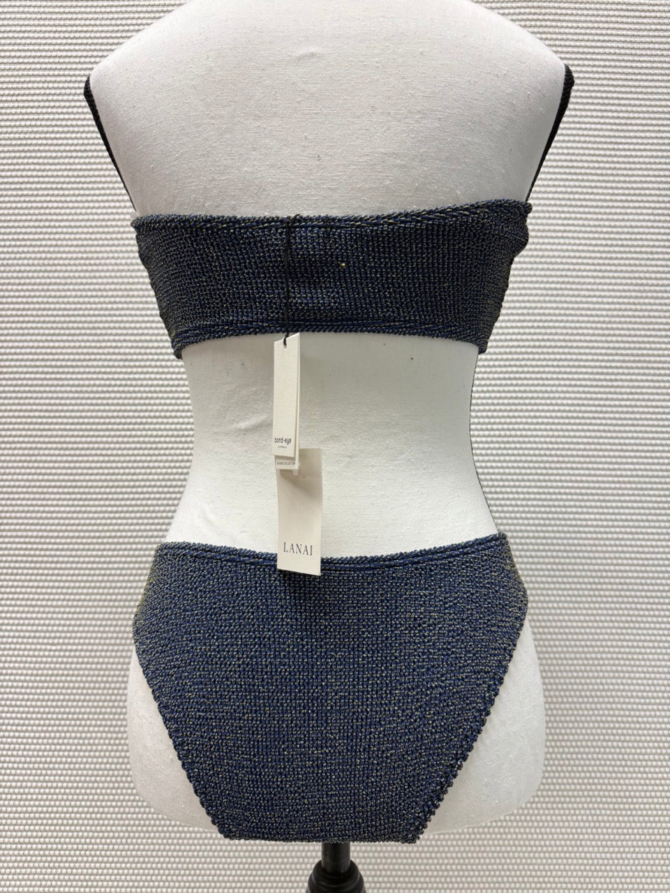 Bond-Eye “Thera 1-piece” Swimsuit in Navy and Gold— New with Tags. Resort retail $200