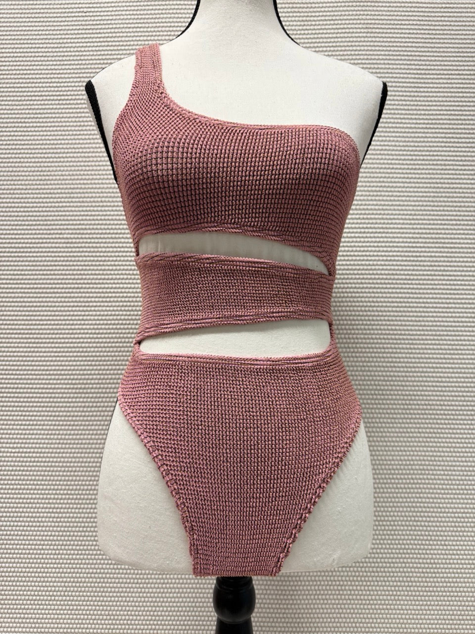 Bond-Eye “Rico 1-Piece” Swimsuit in Blush Lurex— New with Tags. Resort retail $90.00