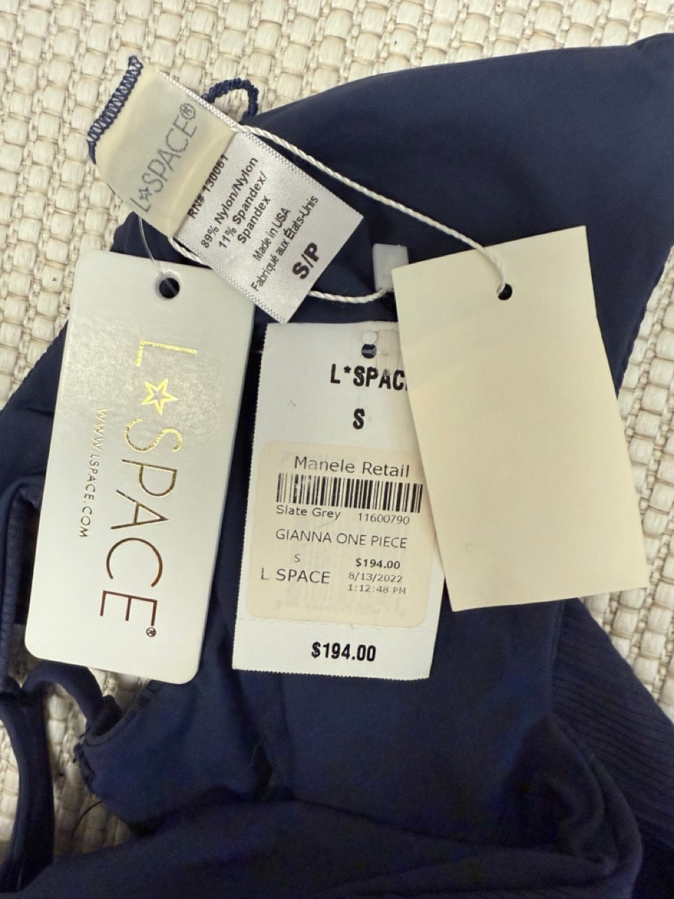 L*Space "Gianna" One-Piece in Slate Grey— New with Tags. Resort retail $194.00
