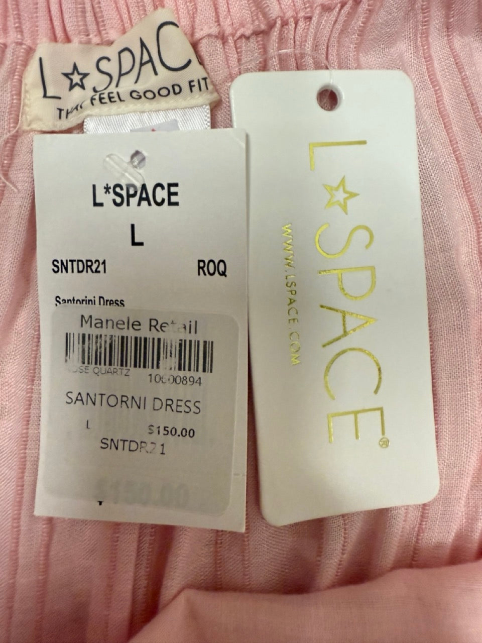 L*Space “Santorini Sun Dress Rose Quartz” —New with Tags. Resort retail $150.00